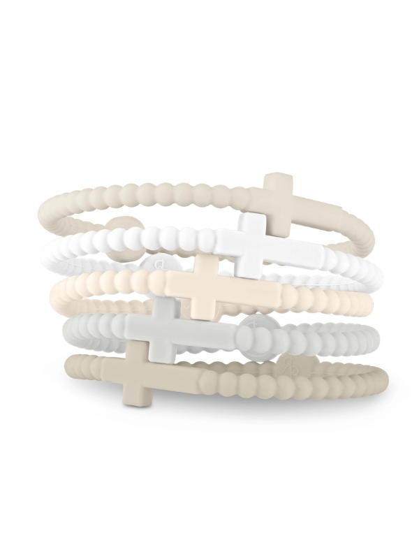 Pack of 5 beaded silicone cross bracelets 