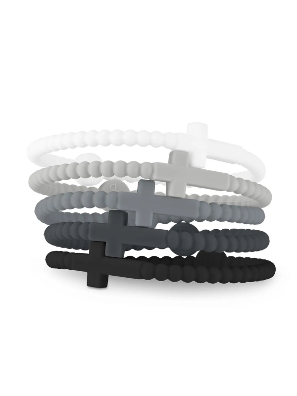 Pack of 5 silicone beaded cross bracelets 