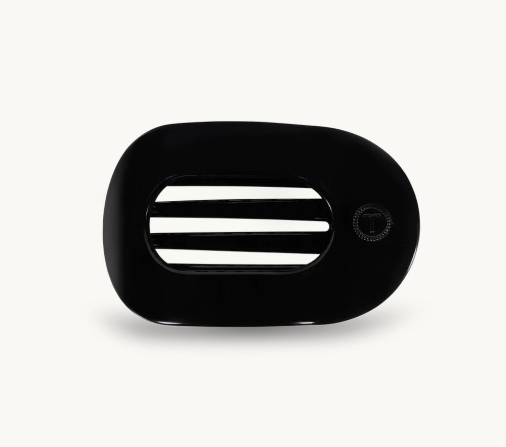 Jet Black Medium Flat Round Hair Clip teleties