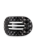 Jet Black Quilted Large Flat Round Hair Clip teleties 