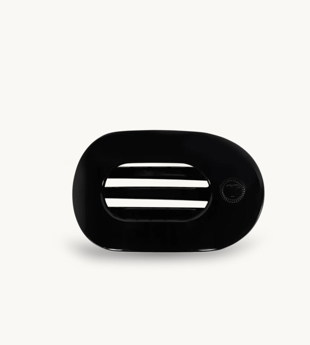 Jet Black Small Flat Round Hair Clip teleties