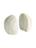 Two white marble stone bookends