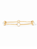 Gold bracelet with crystal beads on a white background