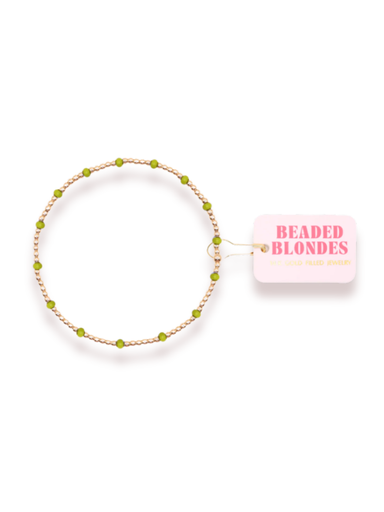 lime green and gold beaded bracelet