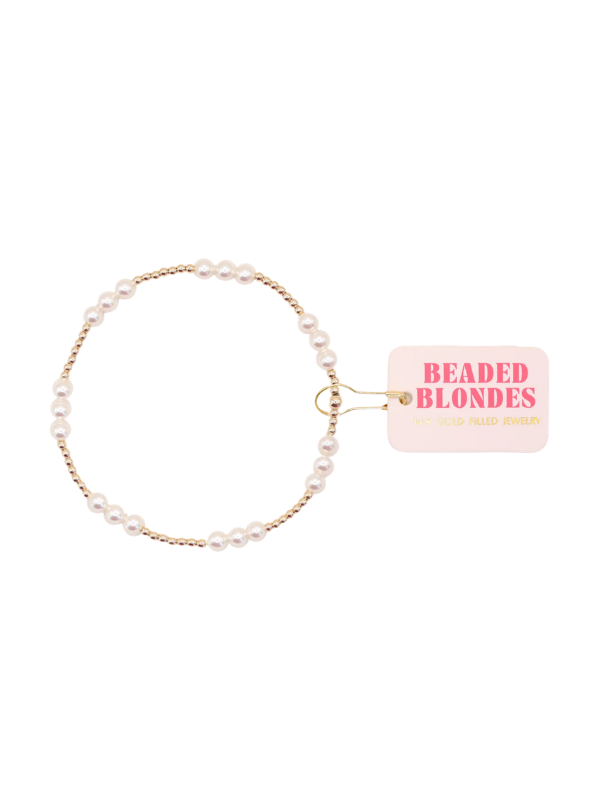 Kids Size ILY Pearl Beaded Bracelet beaded blondes