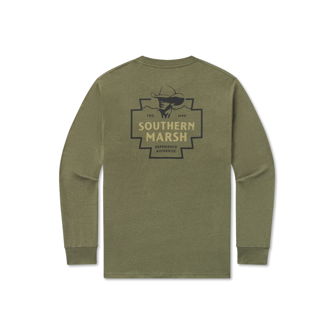 Cowboy Badge Long Sleeve Tee in Washed Dark Green by Southern Marsh