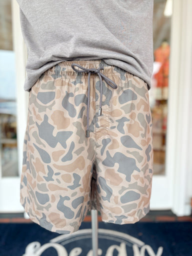 La Costa Lined Swim Trunks in Stone Brown Camo by Southern Marsh Men’s shorts 