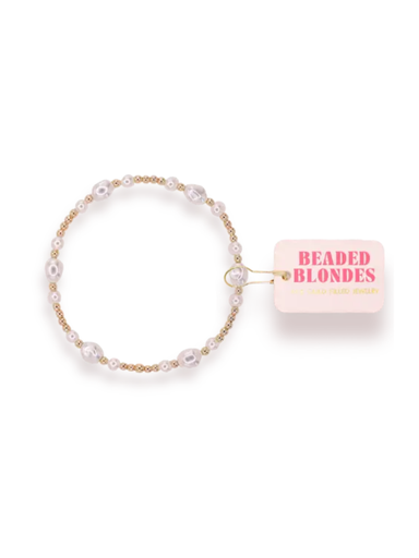 set of 3 pearl and gold bracelet