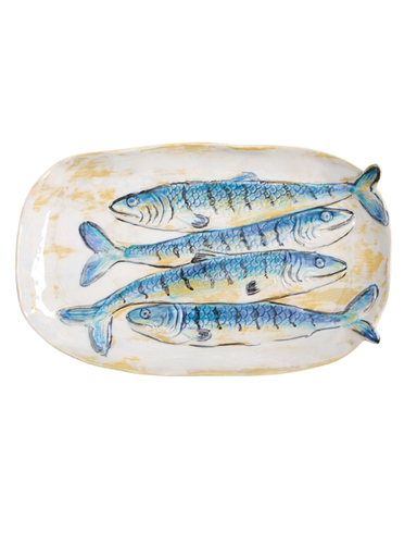 Large Sardine Plate chic fish decor coastal fisherman aesthetic home