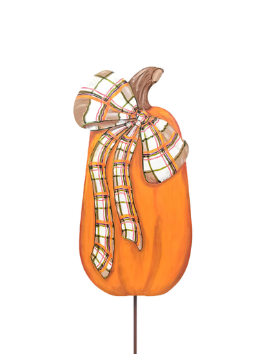 Large Tall Modern Plaid Pumpkin stake