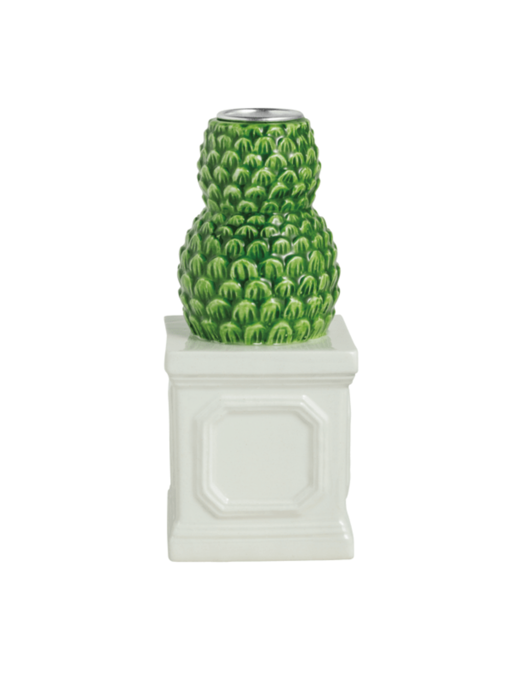 Large Ceramic Green Bush Topiary Taper Candle Holder by Mudpie