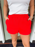 cotton red sporty shorts