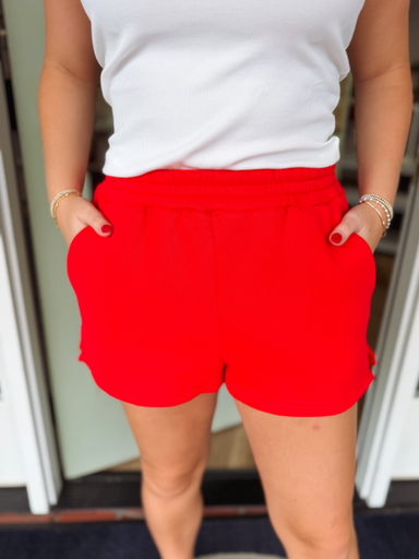 cotton red sporty shorts