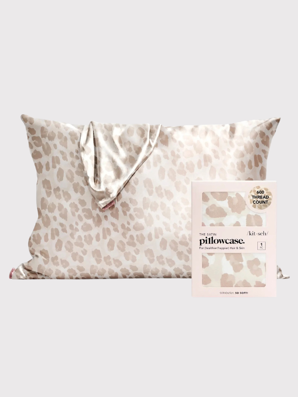Leopard print satin pillow case with zipper by kitsch 