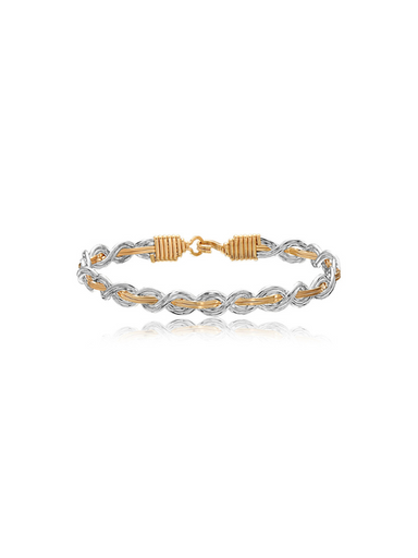 Silver and gold wire let it shine bracelet by Ronaldo, handcrafted with an elegant and timeless style.