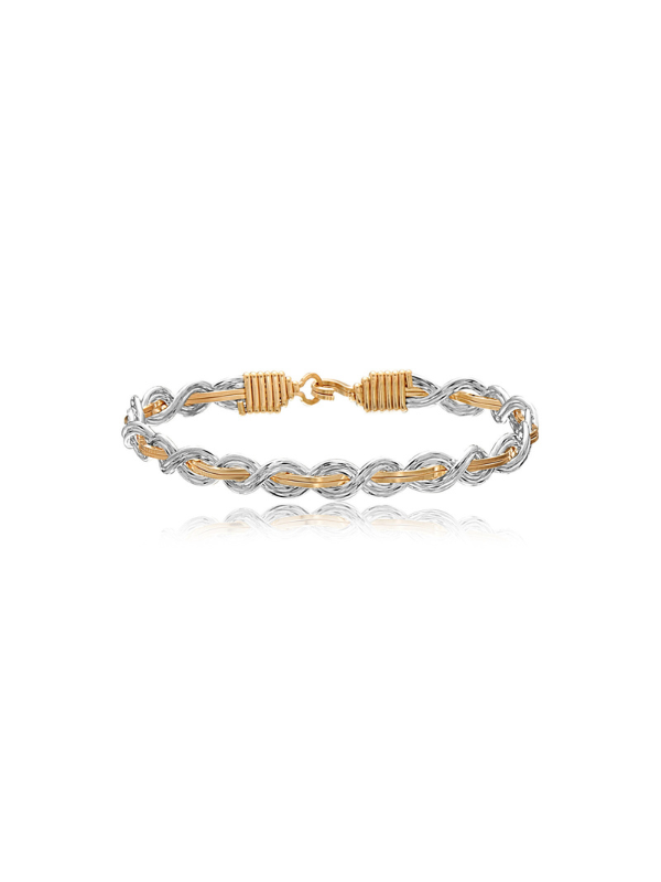 Silver and gold wire let it shine bracelet by Ronaldo, handcrafted with an elegant and timeless style.