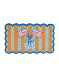 Decorative doormat with American flags and a chinoiserie design 