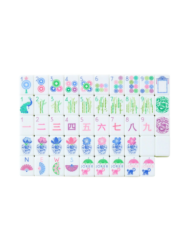 Set of colorful mahjong tiles