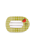 Locally Grown Medium Flat Round Hair Clip teleties green gingham cottage core