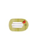 Locally Grown Small Flat Round Clip teleties green gingham outside