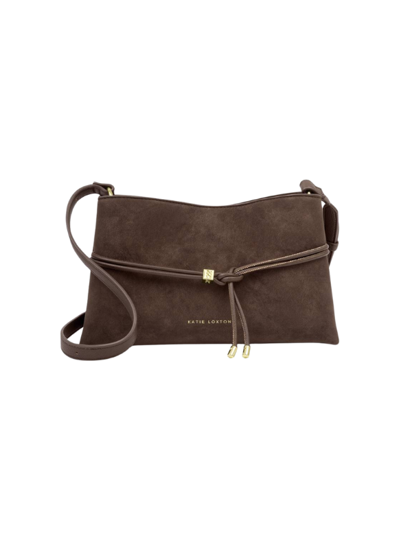 Lori Suedette Crossbody Bag in Bitter Chocolate knot By Katie Loxton