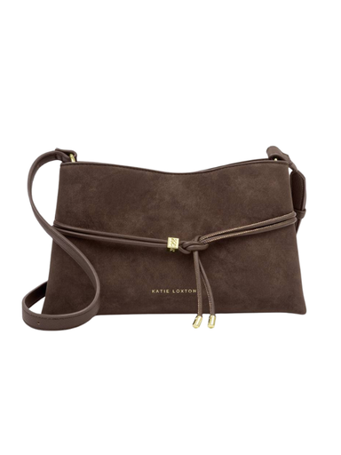 large Lori Suedette Tote Bag in Bitter Chocolate By Katie Loxton