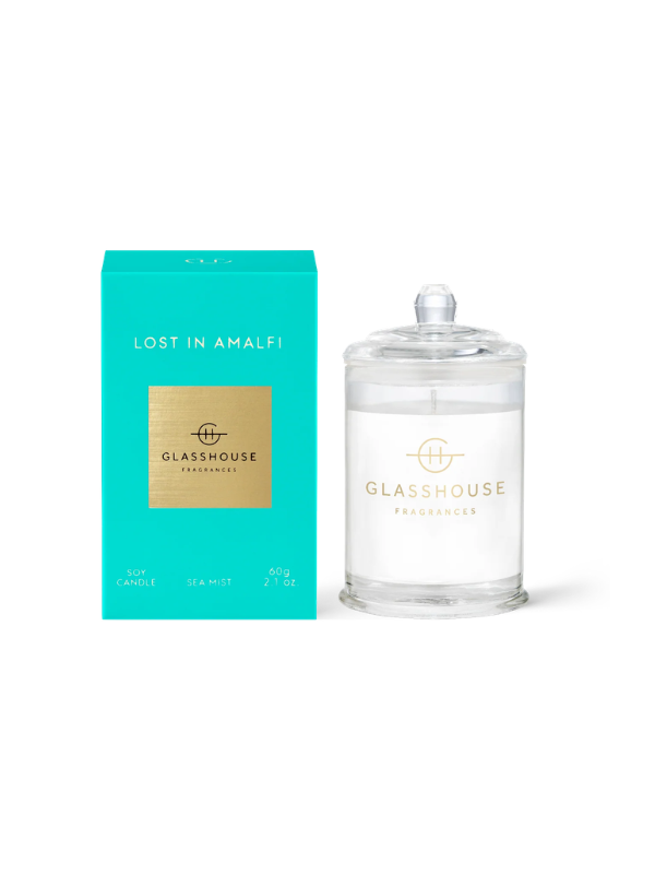 Lost in amalfi sea mist non-toxic soy wax glass candle by glasshouse fragrances 
