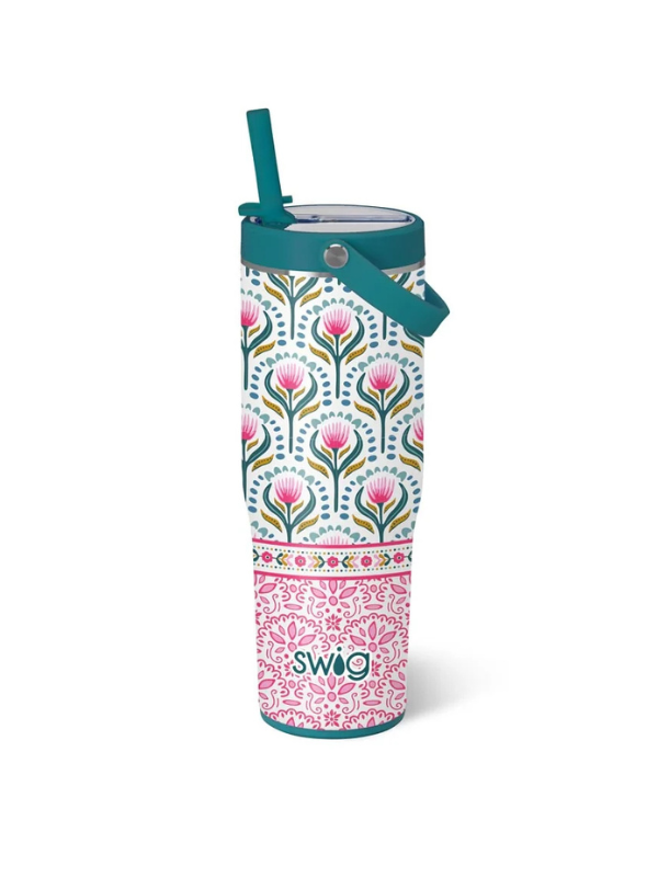 lotus flower in pink and teal 30 oz