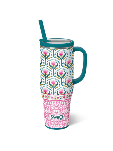 teal and pink leak proof 40 oz travel mug