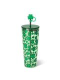 Lucky Leopard Plastic 240z Tumbler By Swig green with straw