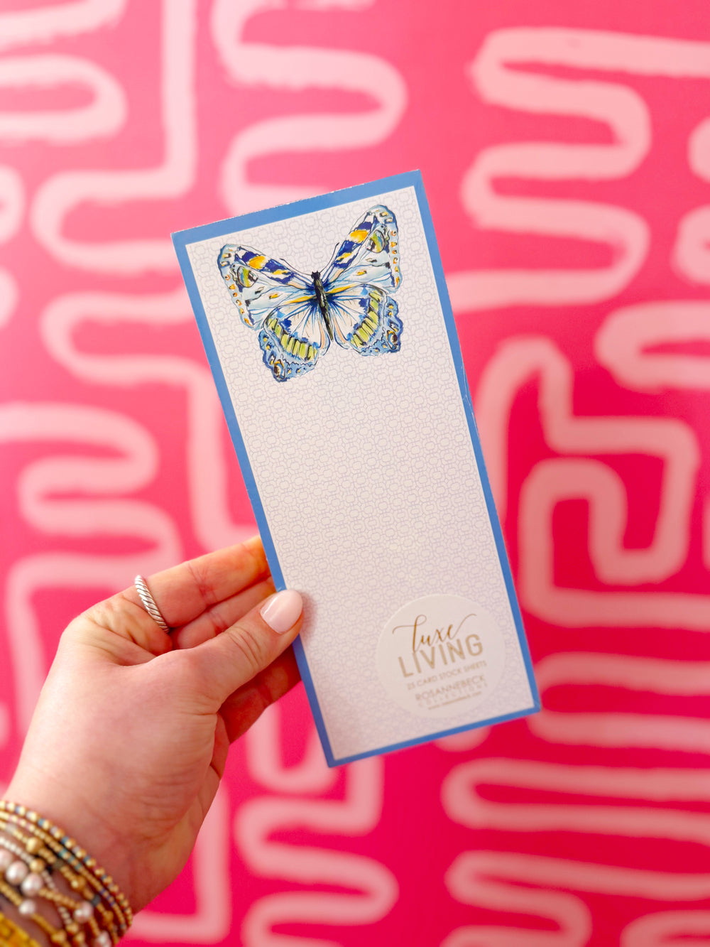 Luxe Blue and Yellow Butterfly Skinny Notepad