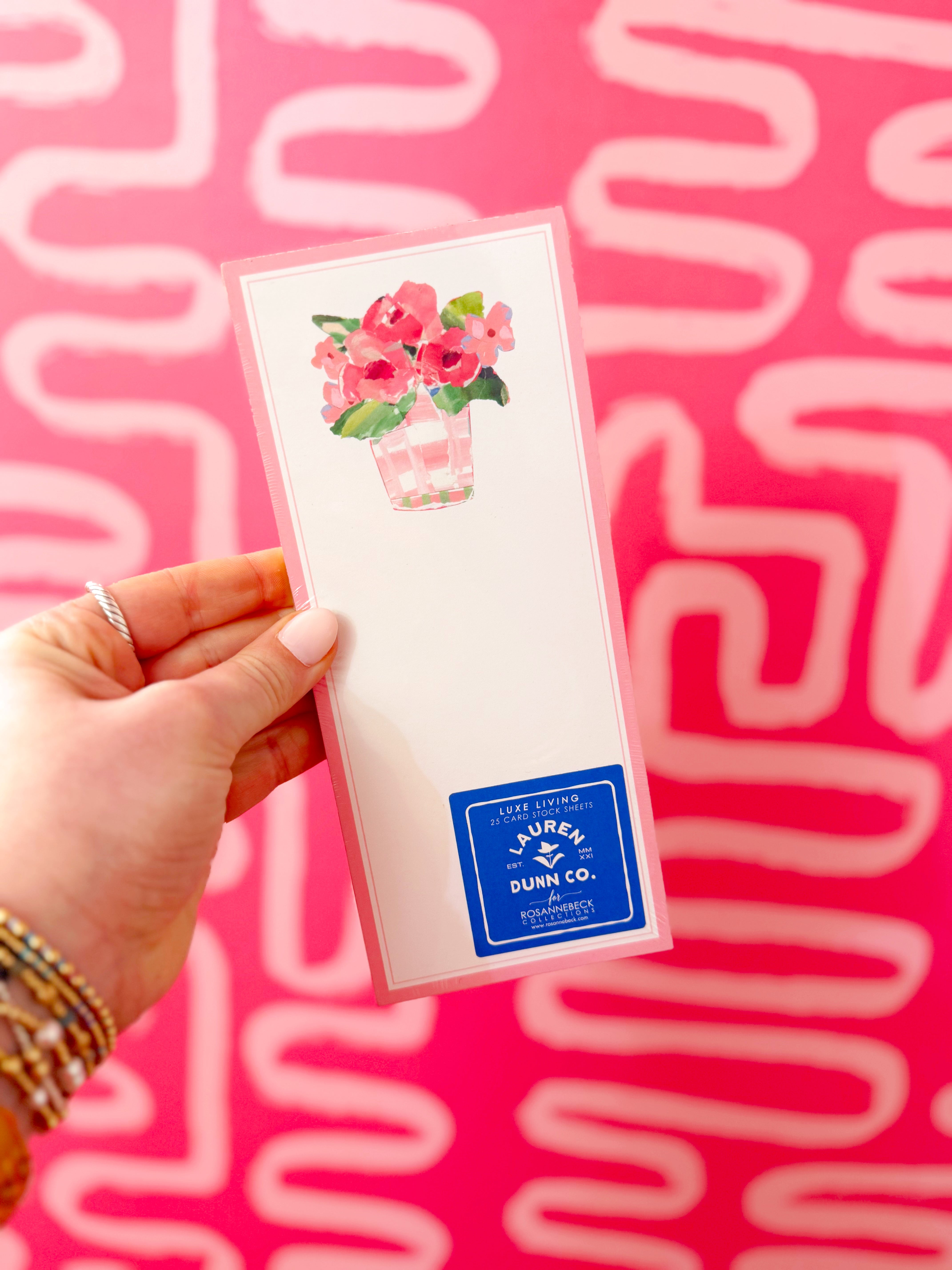 Luxe Pink Flowers Skinny Notepad