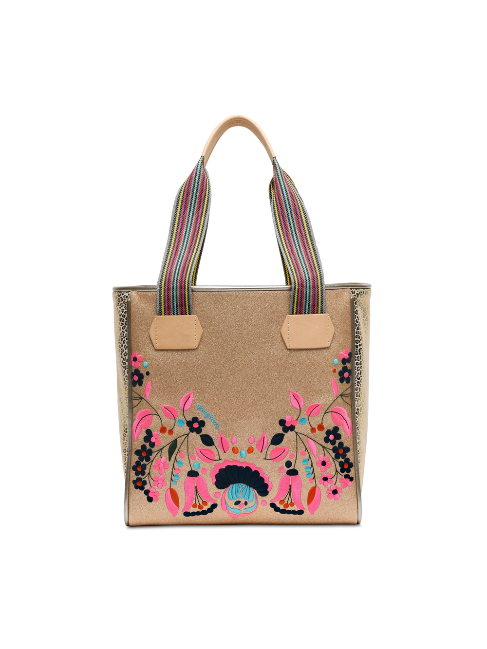 pink flower tote with handles