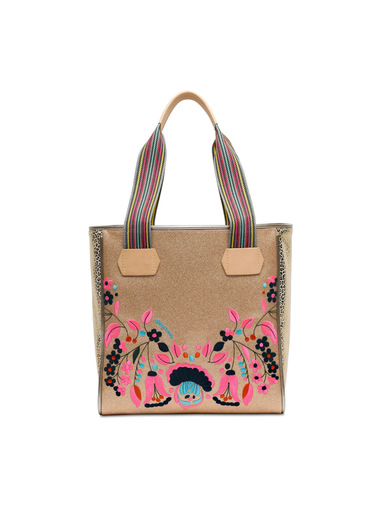 pink flower tote with handles