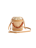 Tan cane bucket purse