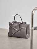 Maddie Work Tote Bag in Grey Faux leather Croc By Katie Loxton