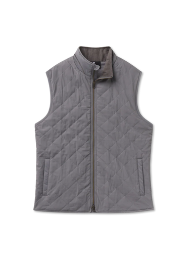 gray quilted zip vest for men