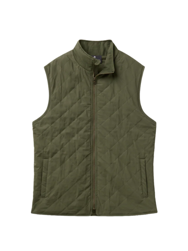 green quilted zip vest for men