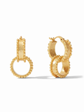Gold hoop earrings on a white background