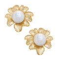 Marigold Pearl Flower Studs