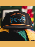 black hat with neon dog art