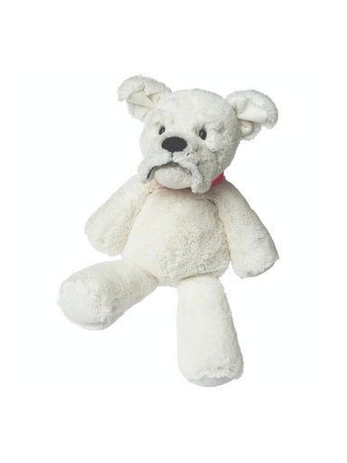 plush soft Marshmallow White Bulldog with a red collar 