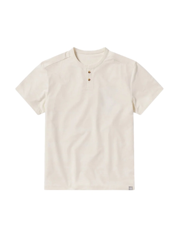 Cream color short sleeve 2 button top for men 