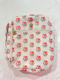 pink floral and taupe striped bible cover
