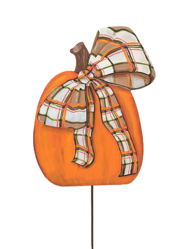 Medium Tall Modern Plaid Pumpkin stake