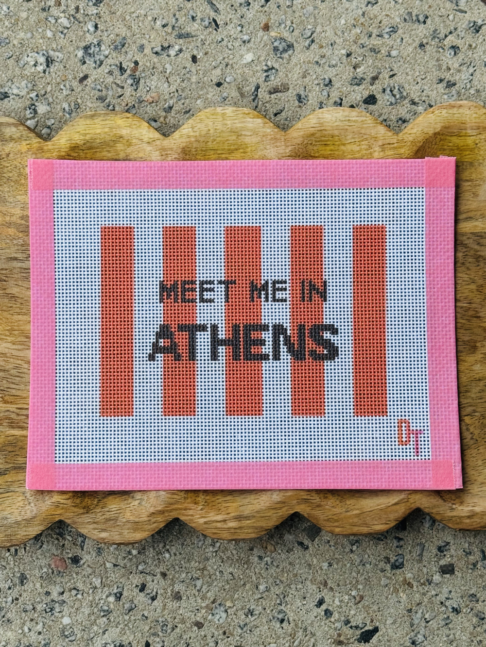red and white striped Meet Me In Athens Needlepoint