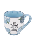 Mercies Are New Hydrangea Mug flower inspiration blue cup
