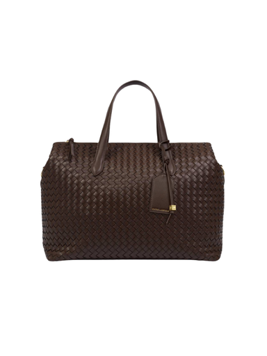 carry on Milan Hand Woven Cabin Bag in Chocolate By Katie Loxton