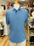 Miller Stripe Performance Polo in Blues & Tan 