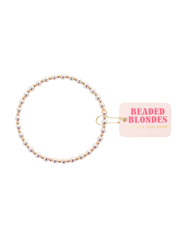 Mini Katy Gold Beaded Bracelet in Silver with Gold beaded blondes